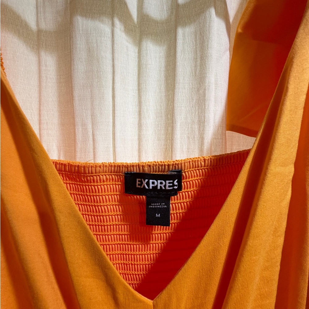 Express Orange V-Neck Tiered Maxi Dress - Picture 3 of 3